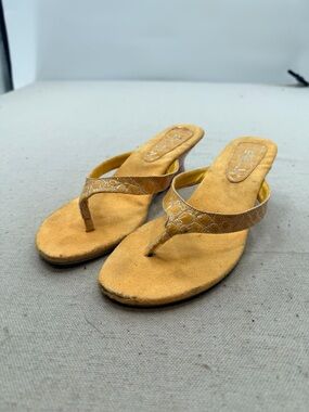 Sashu Mustard Suede Thong Sandals